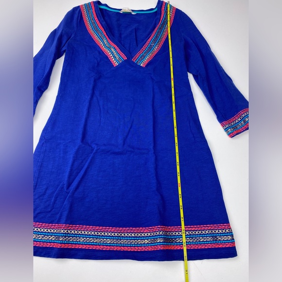 Boden Blue Multicolored Embroidery Dress Vneck Size 2 - Picture 5 of 10